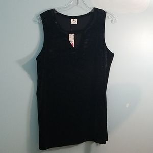 Penningtons black velvet top with cutout 1X NWT